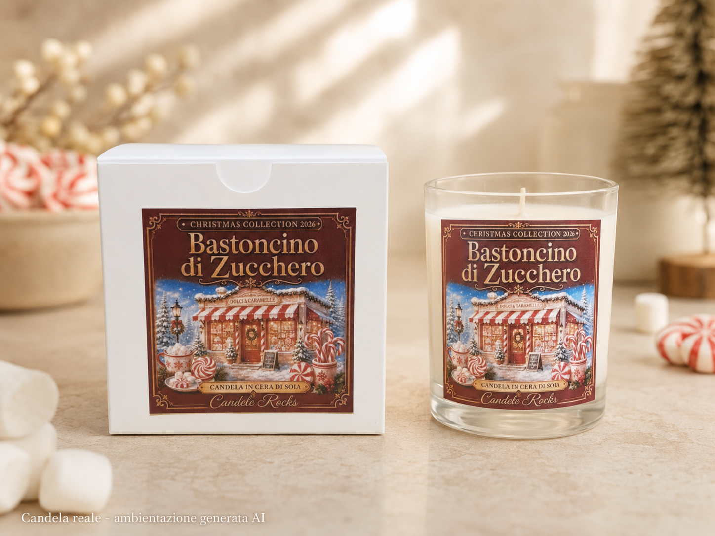Bastoncino di Zucchero - candela con scatola