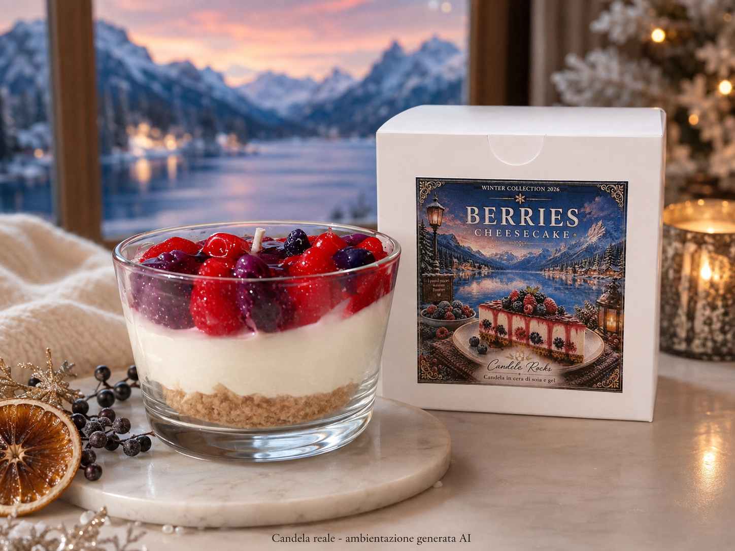 Berries Cheesecake - candela con scatola