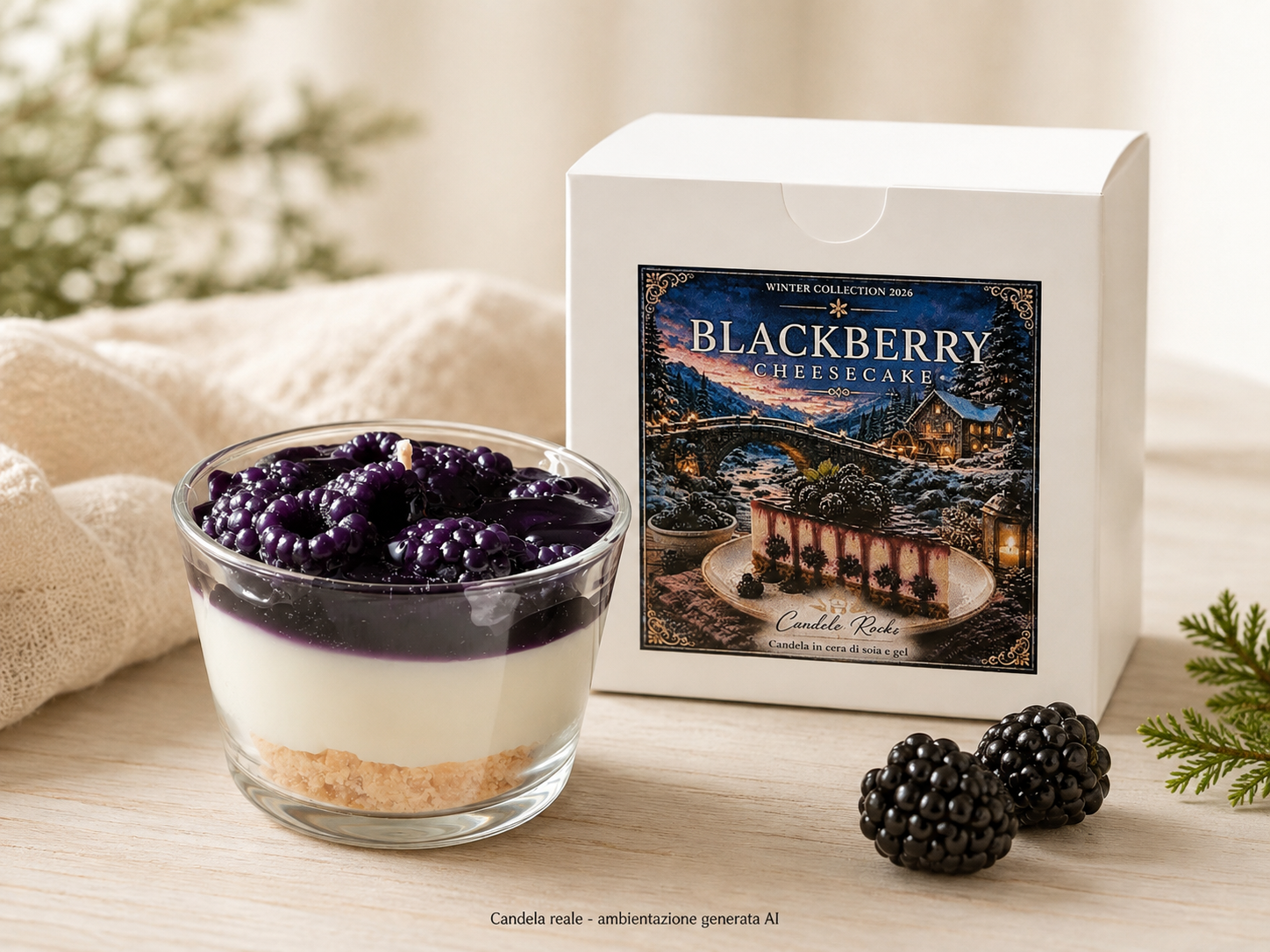 Blackberry Cheesecake - candela con scatola