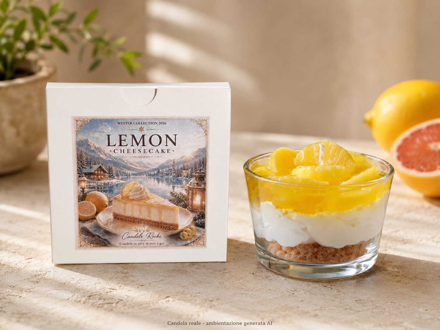 Lemon Cheesecake - candela con scatola