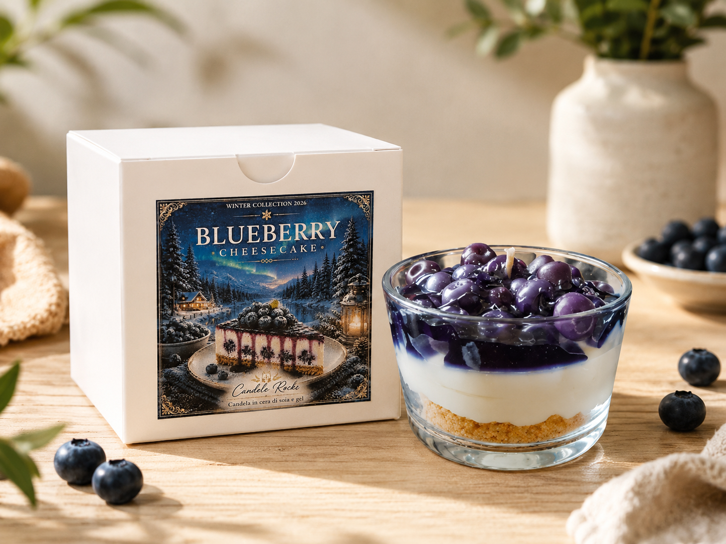 Blueberry Cheesecake - candela con scatola