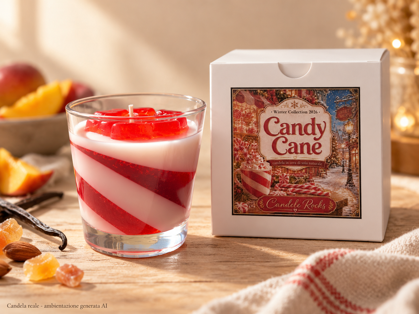 Candy Cane - candela con scatola